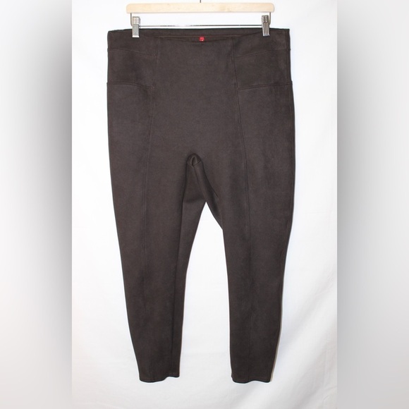 Spanx High Waist Brown Faux Suede Leggings Size 1X Petite - Picture 1 of 10